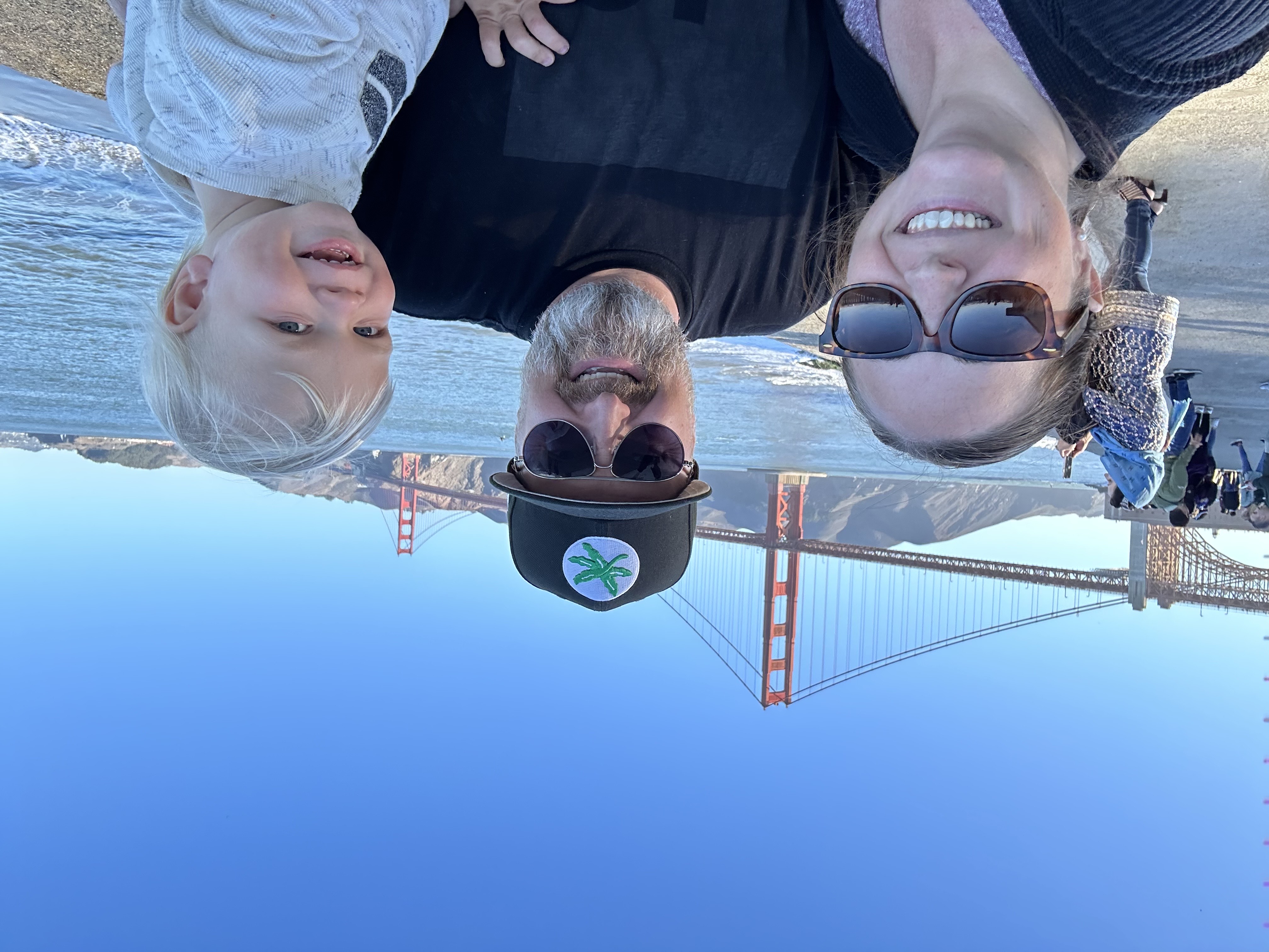 Derek, Erin, and Jack at the Golden Gate Bridge in San Francisco.