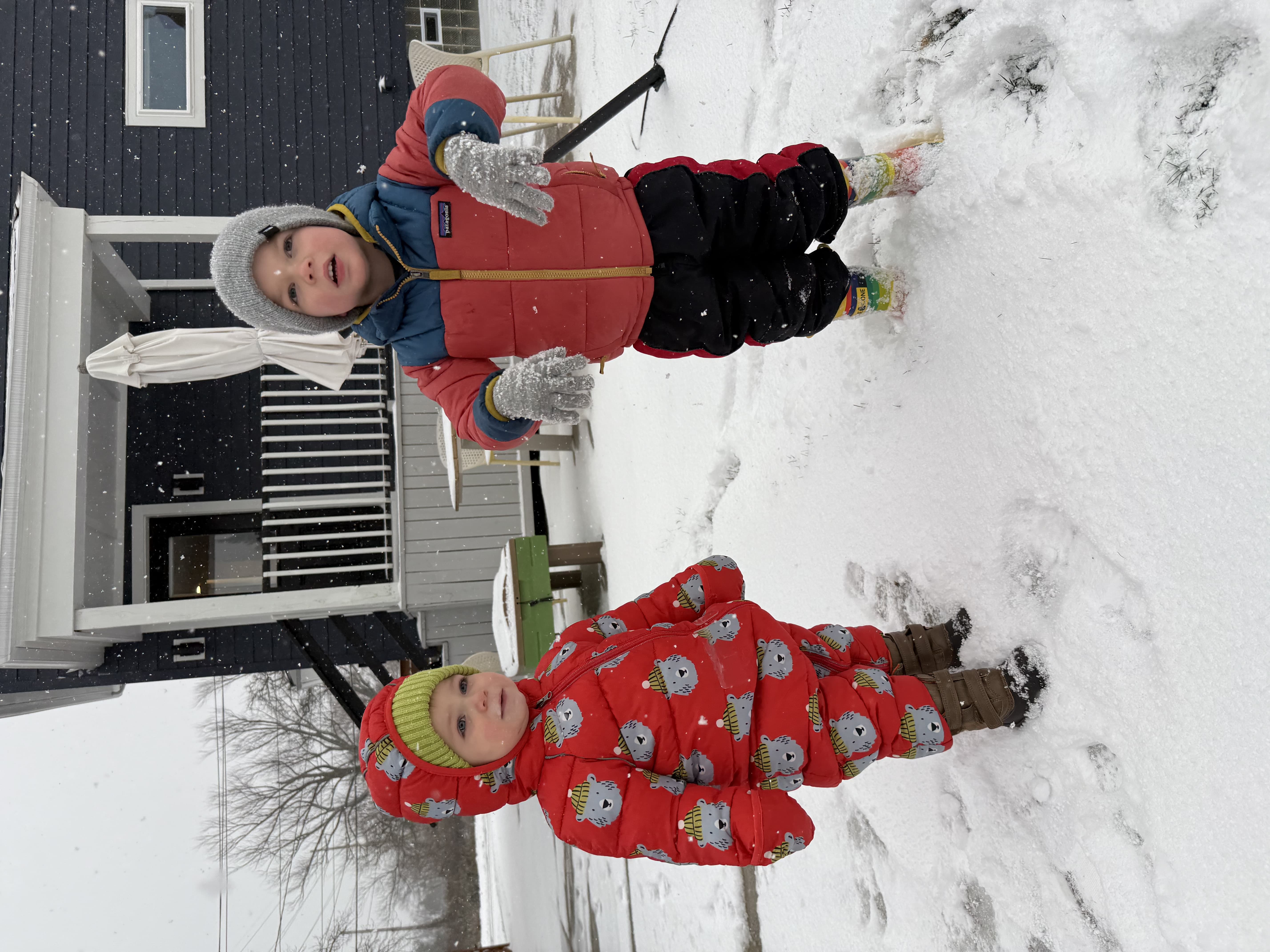 Cian and Jack enjoying the snow.